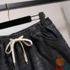 Plus maat 6xl 150 kg zwarte zomer borduur jeans shorts casual grote denim gat vrouwen korte broek 240420