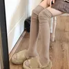 Frauen Socken modische modische Farbe Oberschenkel hohe Strümpfe lässig über dem Knie weibliche lange thermische warme Baumwolle hohe Röhrengänge