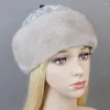 Beretten luxe vrouwen echte echte nertsen met wollen hoed winter Russische dames warme petten hele stuk schapenbonthoeden hele stukken hoeden