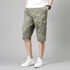 Pantaloni da uomo abbigliamento modella camuffato capri tasche in stile safari stampato estivo giunti una vita elastica di base casual elastica di base