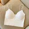 Women's Tanks Summer Camisole Slim Fit Sexy Stretch Push Up Bra With Chest Pads Soft Knitted Crop Top Short Tube V-Neck Tops Bralette