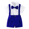 Set di abbigliamento per bambini abiti formali set camicia cortometraggi per tute con fiocco 3 pezzi per bambini abita per bambini estate 1-6y