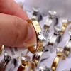 Groothandel 20/50 stcs/Lot Water Diamant Inleg Neutral Style Roestvrij stalen ringen Koreaanse veelzijdige vingeraccessoires Sieraden Geschenk 240416