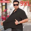 Men's Casual Shirts Summer For Men 9XL Plus Size Oversized Loose Shirt Male Business Short Sleeve Pure Color Tops 68-175KG