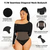 Les combinaisons pour femmes Rompers Bodys en forme de shapewear sans couture minceur diagonal cou long slve taille garniture liaisons Fajas Traine de taille quotidienne Shaper Y240504