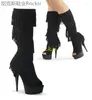 Boots 15 High-heeled In Autumn And Winter Fashion Round Head Thin Heels White Tassels Super High