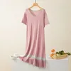 Nightdress a maniche corte a V-Neck Women abbigliamento per pigiami motori a paia