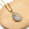 Colliers pendants Reiki Healing Natural Flash Labradorite Droplet Forme Collier en acier inoxydable Femmes Charme hommes Bijoux classiques