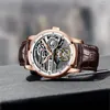 Montre-bracelets Aesop Men Skeleton Tourbillon Manuel Enroulement mécanique MECTIONNELS SAPHIRE VERRE SUPER LUMINE COURNI