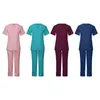 Scrubs ingesteld voor dames verpleegkundige uniform pak korte mouwen bovenste broek met zakwerkkleding 240428