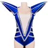 Stage Wear 10 Colori Cristallini in vetro Fucice Crystals body esagerato Costumi per prestazioni Nightclub Women DJ Singer Dance Team Leotard Leotard