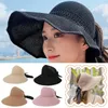 Breda brim hattar sommarsol hatt fashionabla resor båge kvinnors semester skydd vikande strand stor halm h0x2