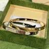 Luxury Designer 18K Gold Crystal Bracelet Design Brand Letter High Quality Stainless Steel Bracelets Lovers Wristband Jewelry Christmas Gift