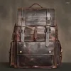 Backpack Leather For Men Genuine Fashion Bag Casual Outdoor High Quality Laptop Trend Travel