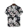 Novos elementos florais de estilo havaiano em torno da camiseta polo de mangas curtas com zíper para homens