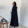 Etnische kleding Marokkaanse Abaya mode solide chic borduurwerk prachtig geborduurd jasje met hijab casual losse moslimjurk voor vrouw