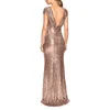 Casual Dresses Women Formal Full Sequined Long U Shaped Backless Prom Dress Sexy Hip Hugging Rose Gold Trendy Wedding Guest