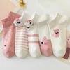 Chaussettes pour enfants 5 paires de chaussettes de chat rose mignonnes pour femmes cool ensembles pour femmes coréennes printemps / été fille japonaise étudiante femme courte chaussette y240504