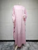 Etnik Giyim 2024 Ramazan Eid Khimar Yumuşak Satin Batwing Abaya Dubai Lüks Türkiye İslam Müslüman Kaftan Mütevazı Elbise Kadınlar için Kebaya Damen