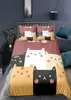 Cartoon Cat dekbedoverkapset Dierafdruk beddengoed met kussensloop 23 % dekbed voor slaapkamerdecor 21082189298754845277