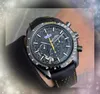 Full Functional Six Stiches Designer Watch Stopwatch Hip Hop Mens Calender Quartz Movement Clock Business Hole Leather Nylon Strap Pilot Chronometre Watches Gifts