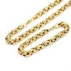 Collier Boucles d'oreilles Set amumiu 40-90 cm bijoux Gold Color Trendy 8 mm Byzantine Link Chain and Bracelet HTZ175