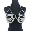 Tanks féminins 2024 Design Plastic Pearls Woven Camis Tops Halter Mreast Chain Sexy Backless Night Clubwear Summer Body Bielry