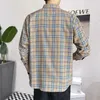 Herren -Casual -Shirts Hemd und Bluse Langarm männlich mit Taschenplaid Brandknopf Original luxuriöser Ästhetikkragen Kleidung