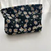 Cosmetic Bags Daisy Flower Bag Embroidery Clutch Handbags Canvas Stationery Organizer Zipper Portable For Women Girl Travel