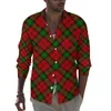 Chemises décontractées pour hommes Green Red Plaid Man Chemitboard Shirt Long Sleeve Vintage Funny Blouses Automn Design Tops Big Size 3xl 4xl