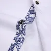 Мужские повседневные рубашки Прибывшая рубашка корейская слабая Fit Business Fashion с двумя частями синий и белый фарфоровый длинное рукав