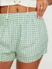 Shorts pour femmes Plaid femme salon élastique élastique occasionnelle pyjamas d'été confortable Bottoms confortable