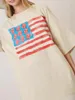 Casual jurken dames 4 juli Tops korte mouw ronde nek vlag afdrukken oversized t-shirts zomer mini-jurk