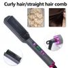 Curlates curlers lisser le curler peigt chaud 3-en-1 brosse à cheveux raide peigne chauffante lisseur curleur à lisseur électrique y240504