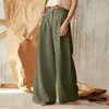 Pantalon féminin 2024 femmes Fashion Linet Coton Bouton solide Solid Tall Taies Tableau Femme Plus taille Summer Casual Ligged
