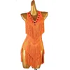 Sceniczne sukienki łacińskie kobiety spódnica żeńska linia sukienka wydajność kostium dziewczyny impreza stroje ćwicz garnitur frędzl