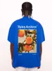 T-shirt American High Street dla męskiego trendu luźna ins kwiat krótki rękaw ourowy i gruby połowa