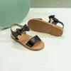 Sandaler Summer Girls Shoes Casual Open Toe Beach Anti Slip Soft Sole Kids Bowknot Princess Flat H240504