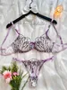 Ellelace Fairy Lingerie Belle lingerie transparente en dentelle transparente Ensemble exotique avec exquis Bilizna Sexy Intimité florale 240430