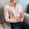 Camisas casuais masculinas para homens vestir luxo coreano Social de manga longa simples, todos combinam com um trabalho formal esburacado vestir tamanho grande