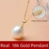 XF800 Collier en or jaune pur 18K Pendant Natural Natural Eater Pearl Trendy Party Gift Real AU750 Fine Jewlery for Women D221 240422