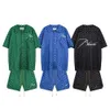 Руд -дизайнерский дизайнерский мужская рубашка набор рубашек и короткий костюм мужчины с низким рубашкой высококачественной футболка Rhude Tee Shirt Shorts Summer Swim Fashion Sportswear 6396
