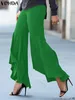 Frauenhose Vonda Elegante Mode hohe Taille ausgelöst Frauen 2024 Ruffenhosen lässige, feste Farbe Lange Pantalone mit weitem Beinböden