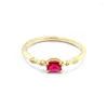 Cluster anneaux concepteurs original argent incrusté rectangulaire rouge cristal ouverture anneau ajusté rétro élégant luxe léger charme femelle