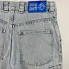 Полярные большие шорты для мальчика Y2K хип -хоп мультфильм Графическая вышивка ретро синие мешковатые джинсы джинсовый тренажерный зал мужчина баскетбол 240426