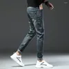 Jeans masculin denim élastique décontracté de haute qualité pantalon coréen slim marque confortable mode dropship pantalon masculin