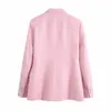 Xeasy Women Twopice Set Pink Tweed Vintage Office Vintage Lady Doppio Blazer Blazer Femmina Slim High Waist Suit Suit 240423 240423