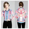 NEU VINTAGE DRINTED Elegante Hemden Frauen Langschlämchen Revers Hals Ladies Casual Button Hemd Blusen Slim Office Designer Shirts Tops8775239