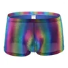 Underpants Men's Sexy Underwear For Gays U Convex Pouch Aro Pants Colorful Printing Boxer Shorts Youth Fashion Bottom Lingerie Sissy Tangas