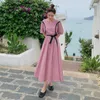 Party Dresses Fashion Print Long Dress for Women 2024 Summer Elegant Short Sleeve Loose Casual A-Line Bandage 1882